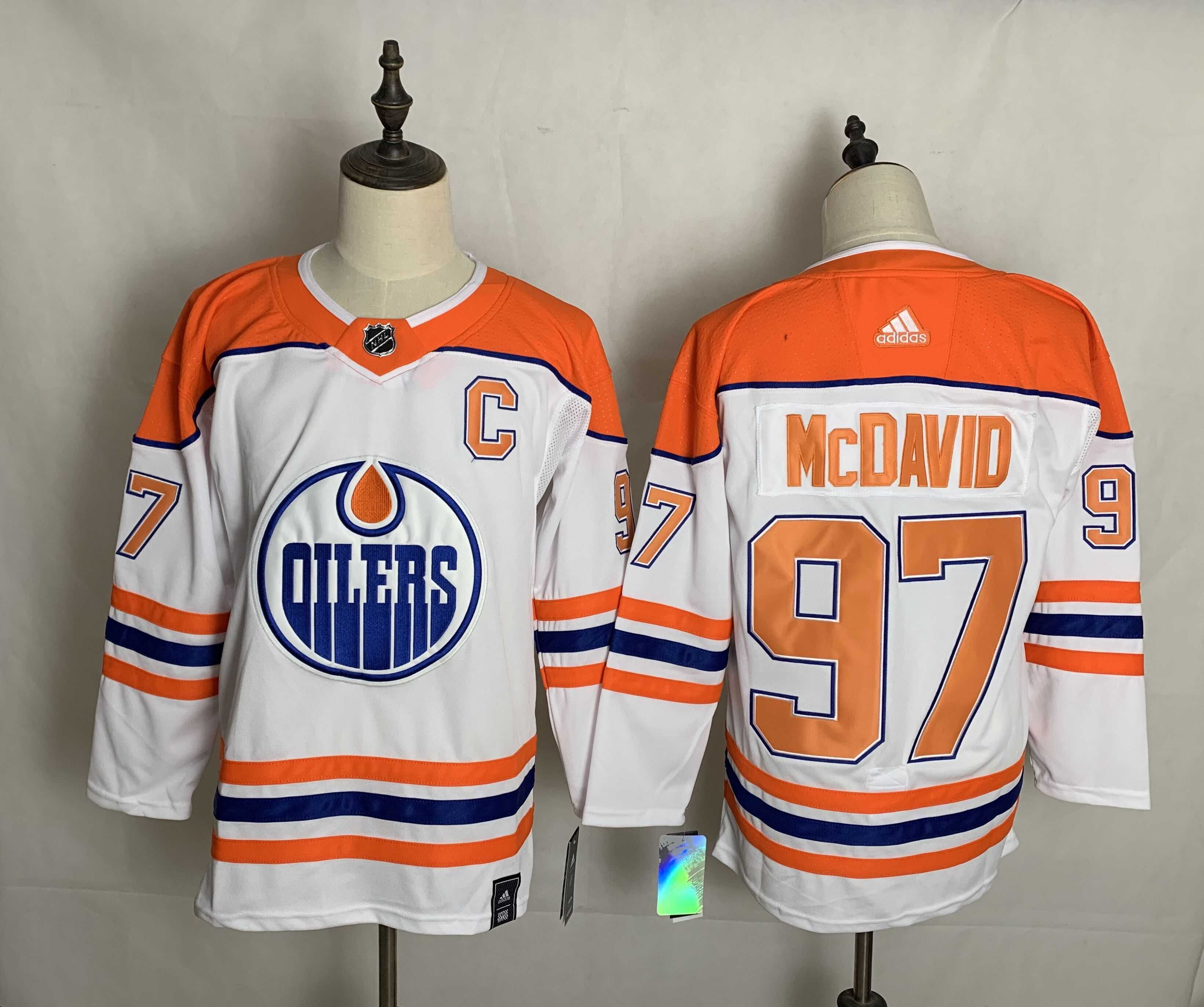Men Edmonton Oilers 97 Mcdavid White Authentic Stitched 2020 Adidias NHL Jersey